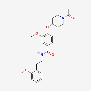 molecular formula C24H30N2O5 B3793326 4-(1-acetylpiperidin-4-yl)oxy-3-methoxy-N-[2-(2-methoxyphenyl)ethyl]benzamide 