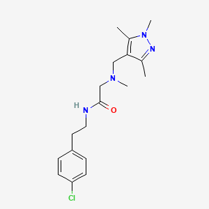 molecular formula C18H25ClN4O B3793351 N-[2-(4-chlorophenyl)ethyl]-2-{methyl[(1,3,5-trimethyl-1H-pyrazol-4-yl)methyl]amino}acetamide 