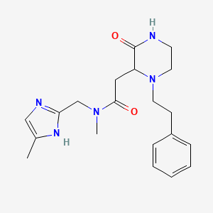 molecular formula C20H27N5O2 B3793357 N-methyl-N-[(5-methyl-1H-imidazol-2-yl)methyl]-2-[3-oxo-1-(2-phenylethyl)piperazin-2-yl]acetamide 