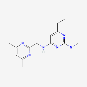 molecular formula C15H22N6 B3793397 N~4~-[(4,6-dimethylpyrimidin-2-yl)methyl]-6-ethyl-N~2~,N~2~-dimethylpyrimidine-2,4-diamine 