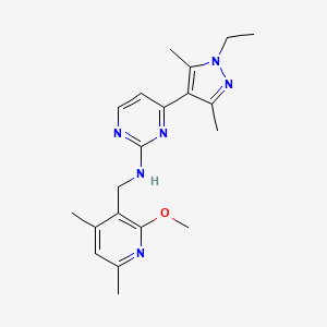 molecular formula C20H26N6O B3793406 4-(1-ethyl-3,5-dimethyl-1H-pyrazol-4-yl)-N-[(2-methoxy-4,6-dimethyl-3-pyridinyl)methyl]-2-pyrimidinamine 