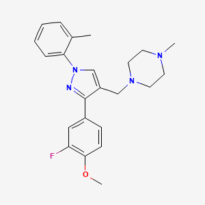 molecular formula C23H27FN4O B3793546 1-[[3-(3-Fluoro-4-methoxyphenyl)-1-(2-methylphenyl)pyrazol-4-yl]methyl]-4-methylpiperazine 