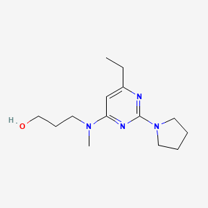 molecular formula C14H24N4O B3793557 3-[(6-ethyl-2-pyrrolidin-1-ylpyrimidin-4-yl)(methyl)amino]propan-1-ol 