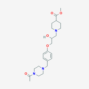 molecular formula C23H35N3O5 B3793608 Methyl 1-[3-[4-[(4-acetylpiperazin-1-yl)methyl]phenoxy]-2-hydroxypropyl]piperidine-4-carboxylate 