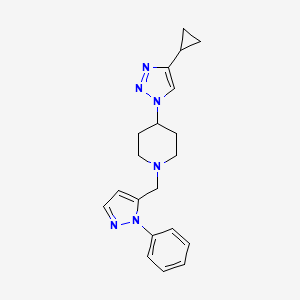 molecular formula C20H24N6 B3793609 4-(4-cyclopropyl-1H-1,2,3-triazol-1-yl)-1-[(1-phenyl-1H-pyrazol-5-yl)methyl]piperidine trifluoroacetate 