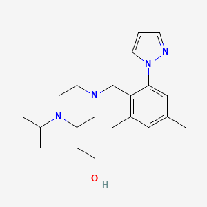 molecular formula C21H32N4O B3793623 2-{4-[2,4-dimethyl-6-(1H-pyrazol-1-yl)benzyl]-1-isopropyl-2-piperazinyl}ethanol 