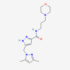 molecular formula C17H26N6O2 B3793629 5-[(3,5-dimethyl-1H-pyrazol-1-yl)methyl]-N-[3-(4-morpholinyl)propyl]-1H-pyrazole-3-carboxamide 