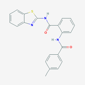 molecular formula C22H17N3O2S B379369 N-(1,3-benzothiazol-2-yl)-2-[(4-methylbenzoyl)amino]benzamide CAS No. 577768-35-5