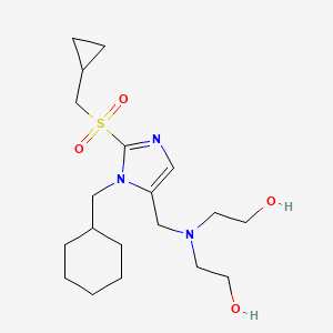 molecular formula C19H33N3O4S B3793690 2-[[3-(Cyclohexylmethyl)-2-(cyclopropylmethylsulfonyl)imidazol-4-yl]methyl-(2-hydroxyethyl)amino]ethanol 