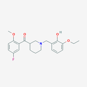 molecular formula C22H26FNO4 B3793697 [1-(3-ethoxy-2-hydroxybenzyl)-3-piperidinyl](5-fluoro-2-methoxyphenyl)methanone 