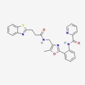 N-{2-[4-({[3-(1,3-benzothiazol-2-yl)propanoyl]amino}methyl)-5-methyl-1,3-oxazol-2-yl]phenyl}-2-pyridinecarboxamide