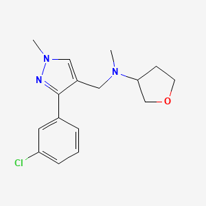 molecular formula C16H20ClN3O B3793805 N-[[3-(3-chlorophenyl)-1-methylpyrazol-4-yl]methyl]-N-methyloxolan-3-amine 