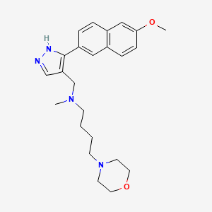 molecular formula C24H32N4O2 B3793808 N-{[3-(6-methoxy-2-naphthyl)-1H-pyrazol-4-yl]methyl}-N-methyl-4-(4-morpholinyl)-1-butanamine 