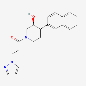 molecular formula C21H23N3O2 B3793845 (3S*,4S*)-4-(2-naphthyl)-1-[3-(1H-pyrazol-1-yl)propanoyl]piperidin-3-ol 