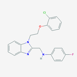 molecular formula C22H19ClFN3O B379386 N-({1-[2-(2-chlorophenoxy)ethyl]-1H-benzimidazol-2-yl}methyl)-N-(4-fluorophenyl)amine 