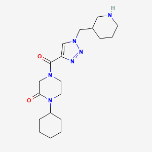 molecular formula C19H30N6O2 B3793873 1-cyclohexyl-4-{[1-(piperidin-3-ylmethyl)-1H-1,2,3-triazol-4-yl]carbonyl}piperazin-2-one 