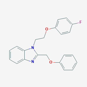 molecular formula C22H19FN2O2 B379389 1-[2-(4-fluorophenoxy)ethyl]-2-(phenoxymethyl)-1H-benzimidazole 