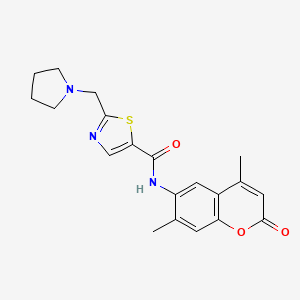 molecular formula C20H21N3O3S B3793911 N-(4,7-dimethyl-2-oxo-2H-chromen-6-yl)-2-(pyrrolidin-1-ylmethyl)-1,3-thiazole-5-carboxamide 