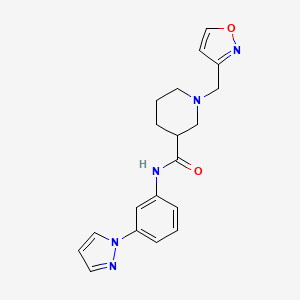 molecular formula C19H21N5O2 B3793929 1-(3-isoxazolylmethyl)-N-[3-(1H-pyrazol-1-yl)phenyl]-3-piperidinecarboxamide 