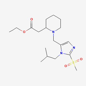 molecular formula C18H31N3O4S B3793951 Ethyl 2-[1-[[3-(2-methylpropyl)-2-methylsulfonylimidazol-4-yl]methyl]piperidin-2-yl]acetate 