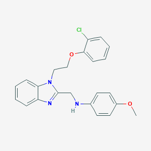 molecular formula C23H22ClN3O2 B379396 N-({1-[2-(2-chlorophenoxy)ethyl]-1H-benzimidazol-2-yl}methyl)-N-(4-methoxyphenyl)amine 