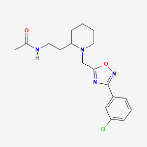 molecular formula C18H23ClN4O2 B3793963 N-[2-(1-{[3-(3-chlorophenyl)-1,2,4-oxadiazol-5-yl]methyl}-2-piperidinyl)ethyl]acetamide 