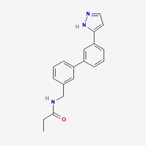 molecular formula C19H19N3O B3793992 N-[[3-[3-(1H-pyrazol-5-yl)phenyl]phenyl]methyl]propanamide 