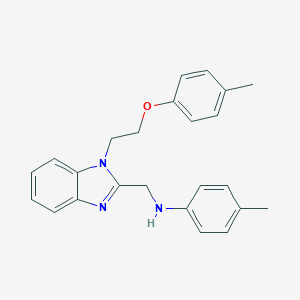 molecular formula C24H25N3O B379403 N-({1-[2-(4-methylphenoxy)ethyl]-1H-benzimidazol-2-yl}methyl)-N-(4-methylphenyl)amine 