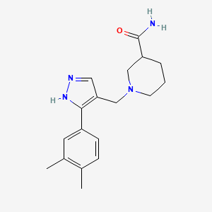 1-[[5-(3,4-dimethylphenyl)-1H-pyrazol-4-yl]methyl]piperidine-3-carboxamide