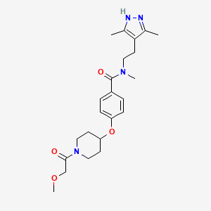 molecular formula C23H32N4O4 B3794054 N-[2-(3,5-dimethyl-1H-pyrazol-4-yl)ethyl]-4-{[1-(methoxyacetyl)-4-piperidinyl]oxy}-N-methylbenzamide 