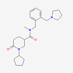 molecular formula C24H35N3O2 B3794157 1-cyclopentyl-N-methyl-6-oxo-N-[[2-(pyrrolidin-1-ylmethyl)phenyl]methyl]piperidine-3-carboxamide 