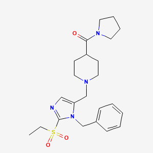 molecular formula C23H32N4O3S B3794162 [1-[(3-Benzyl-2-ethylsulfonylimidazol-4-yl)methyl]piperidin-4-yl]-pyrrolidin-1-ylmethanone 