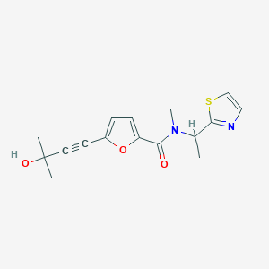 molecular formula C16H18N2O3S B3794215 5-(3-hydroxy-3-methylbut-1-yn-1-yl)-N-methyl-N-[1-(1,3-thiazol-2-yl)ethyl]-2-furamide 