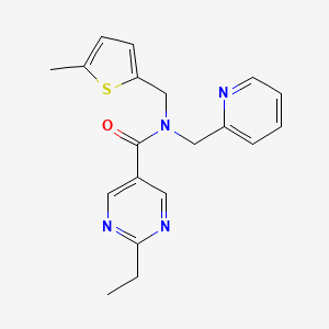 molecular formula C19H20N4OS B3794225 2-ethyl-N-[(5-methyl-2-thienyl)methyl]-N-(pyridin-2-ylmethyl)pyrimidine-5-carboxamide 