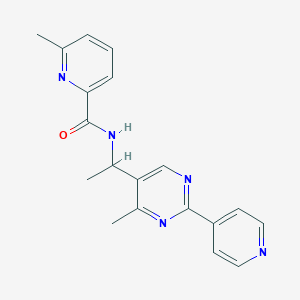 molecular formula C19H19N5O B3794245 6-methyl-N-{1-[4-methyl-2-(4-pyridinyl)-5-pyrimidinyl]ethyl}-2-pyridinecarboxamide 