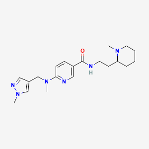 molecular formula C20H30N6O B3794268 6-{methyl[(1-methyl-1H-pyrazol-4-yl)methyl]amino}-N-[2-(1-methyl-2-piperidinyl)ethyl]nicotinamide 