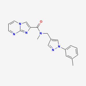 molecular formula C19H18N6O B3794306 N-methyl-N-[[1-(3-methylphenyl)pyrazol-4-yl]methyl]imidazo[1,2-a]pyrimidine-2-carboxamide 