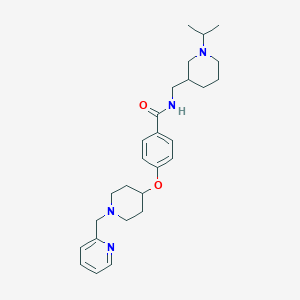 molecular formula C27H38N4O2 B3794369 N-[(1-isopropyl-3-piperidinyl)methyl]-4-{[1-(2-pyridinylmethyl)-4-piperidinyl]oxy}benzamide 