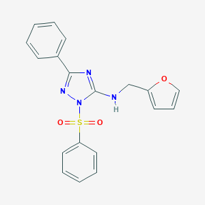 molecular formula C19H16N4O3S B379438 N-(2-furylmethyl)-3-phenyl-1-(phenylsulfonyl)-1H-1,2,4-triazol-5-amine 