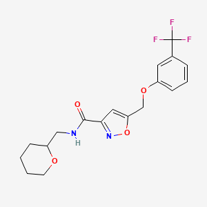 molecular formula C18H19F3N2O4 B3794395 N-(oxan-2-ylmethyl)-5-[[3-(trifluoromethyl)phenoxy]methyl]-1,2-oxazole-3-carboxamide 