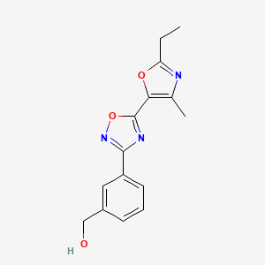 molecular formula C15H15N3O3 B3794445 [3-[5-(2-Ethyl-4-methyl-1,3-oxazol-5-yl)-1,2,4-oxadiazol-3-yl]phenyl]methanol 