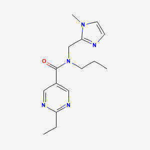 molecular formula C15H21N5O B3794496 2-ethyl-N-[(1-methyl-1H-imidazol-2-yl)methyl]-N-propylpyrimidine-5-carboxamide 