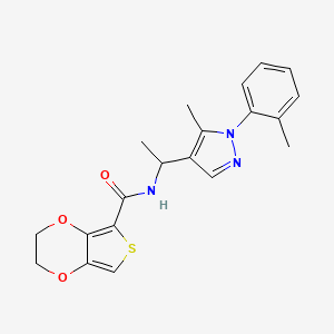 N-[1-[5-methyl-1-(2-methylphenyl)pyrazol-4-yl]ethyl]-2,3-dihydrothieno[3,4-b][1,4]dioxine-5-carboxamide