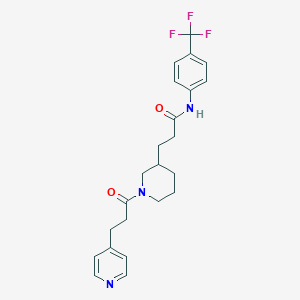 molecular formula C23H26F3N3O2 B3794574 3-{1-[3-(4-pyridinyl)propanoyl]-3-piperidinyl}-N-[4-(trifluoromethyl)phenyl]propanamide 