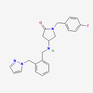 molecular formula C22H23FN4O B3794593 1-(4-fluorobenzyl)-4-{[2-(1H-pyrazol-1-ylmethyl)benzyl]amino}-2-pyrrolidinone 