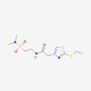 molecular formula C11H19N3O3S3 B3794604 N-{2-[(dimethylamino)sulfonyl]ethyl}-2-[2-(ethylthio)-1,3-thiazol-4-yl]acetamide 