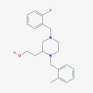 molecular formula C21H27FN2O B3794606 2-[4-(2-fluorobenzyl)-1-(2-methylbenzyl)-2-piperazinyl]ethanol 