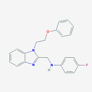 molecular formula C22H20FN3O B379465 N-(4-fluorophenyl)-N-{[1-(2-phenoxyethyl)-1H-benzimidazol-2-yl]methyl}amine CAS No. 825602-21-9