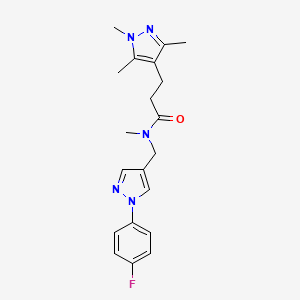 N-{[1-(4-fluorophenyl)-1H-pyrazol-4-yl]methyl}-N-methyl-3-(1,3,5-trimethyl-1H-pyrazol-4-yl)propanamide