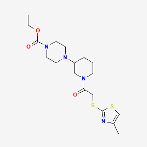 molecular formula C18H28N4O3S2 B3794714 ethyl 4-(1-{[(4-methyl-1,3-thiazol-2-yl)thio]acetyl}-3-piperidinyl)-1-piperazinecarboxylate 